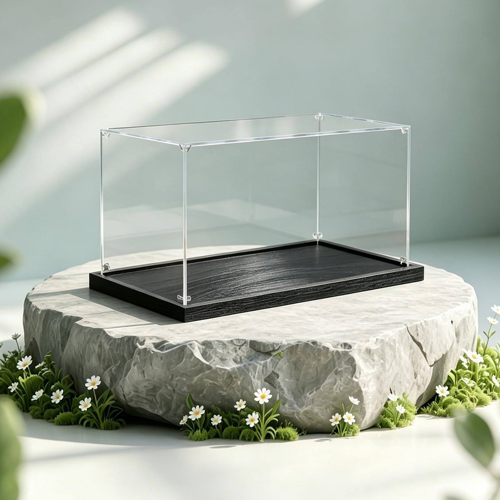 Transparent Figure Acrylic Display Box, 30 35 40 43 in Extra Large Display Cabinet for Cars Models, Stackable Rectangle Plastic Showcase Box(Black,50x50x50cm/20x20x20in)