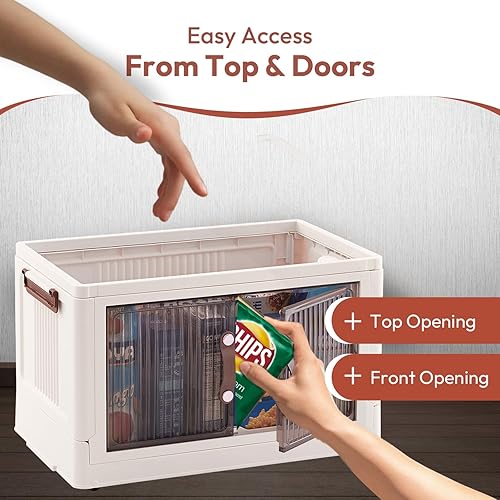 Miniatura 5 de PROKTIK Collapsible Storage Bins, 30 QT Stackable Storage Bins, 3 Tier Storage Containers with Wheels, Closet Organizer Bins, Plastic Storage