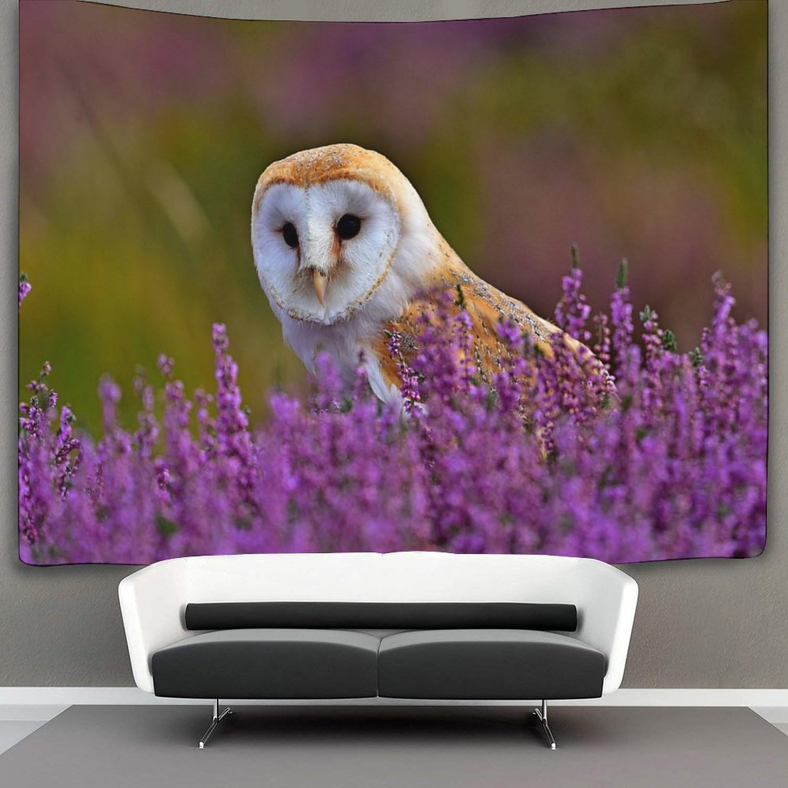 kaiyun Lavender Barn Owl Tapestry,Animal Art Wall Hanging Decoration for Living Room Bedroom & Dorm 100cmx150cm