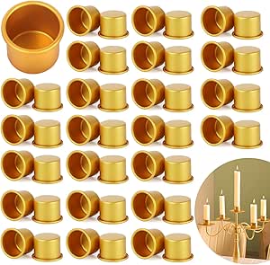 GOMAIHE Kandelaars, set van 2, decoratie voor woonkamer, slaapkamer, badkamer, windlicht, kaarsenhouder voor stompkaarsen, tafeldecoratie, Kerstmis, bruiloft, cadeau, metaal, openen en sluiten, wit