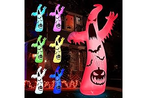 12Ft Giant Halloween Inflatable Ghost with 7 Colors Changing Lights