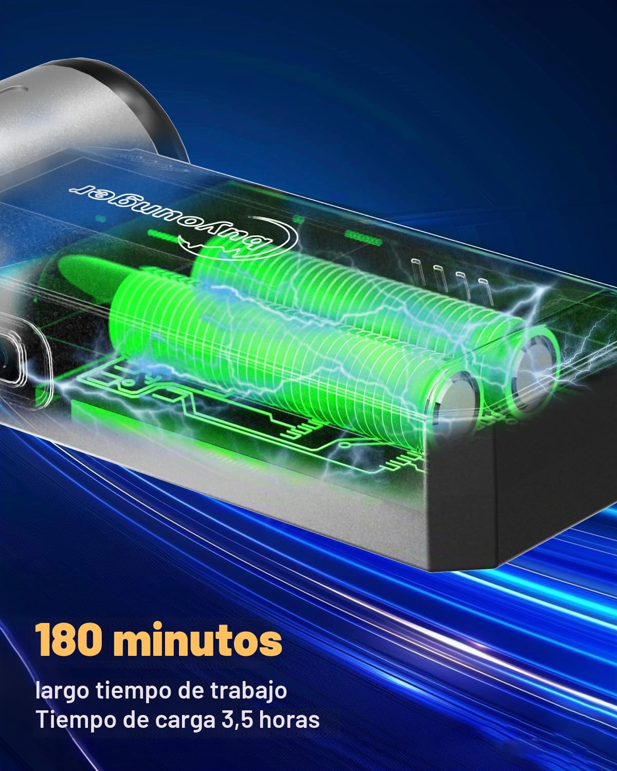 Buyounger Soplador de Aire Potente - 2 en 1 Air Duster & Aspiradora, 200000RPM Soplador Electrico Inalámbrico, Recargable 8000mAh & Velocidad Variable, Portátil para PC,Teclado, Exterior, Hogar y Auto