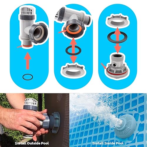 Miniatura 5 de HENMI 25076RP Kit de arandela y anillo para accesorios de 1-1/2 pulgadas, arandela de goma con junta tórica para válvulas de émbolo de piscina Intex