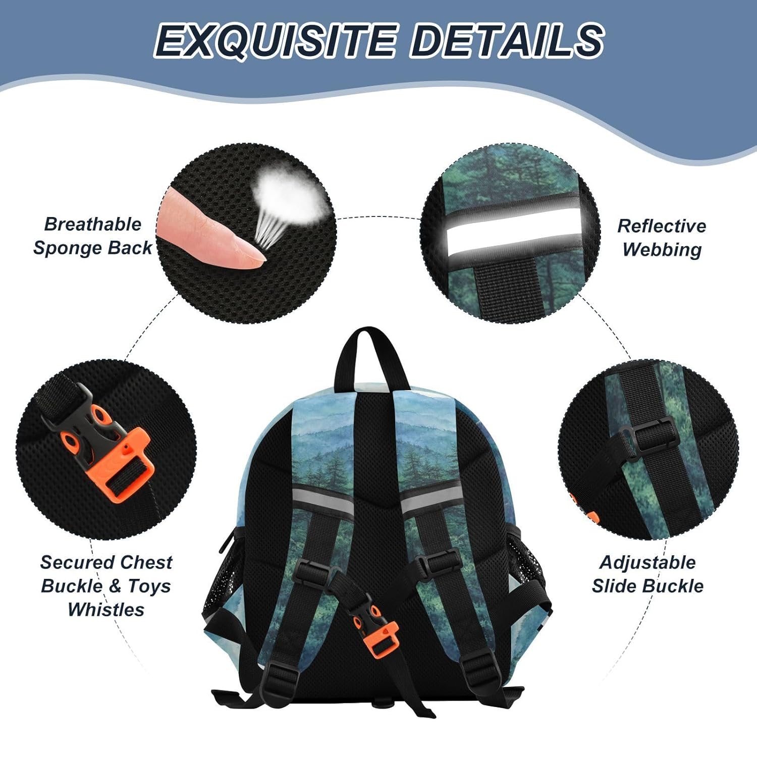 Mountain Fir Trees Toddler Harness Backpack for Boys Girls 3-6 Years Kids Backpack with Anti Lost Safety Leash Child Leash Backpack for Preschool Walking Travel