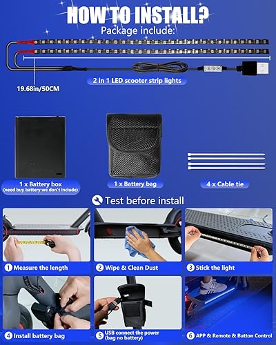 Miniatura 8 de Keiurot Led Lights for Scooter Night Riding Electric Scooter LED Strip Light Led Light Strips 5V Flashing Mode for Outdoor