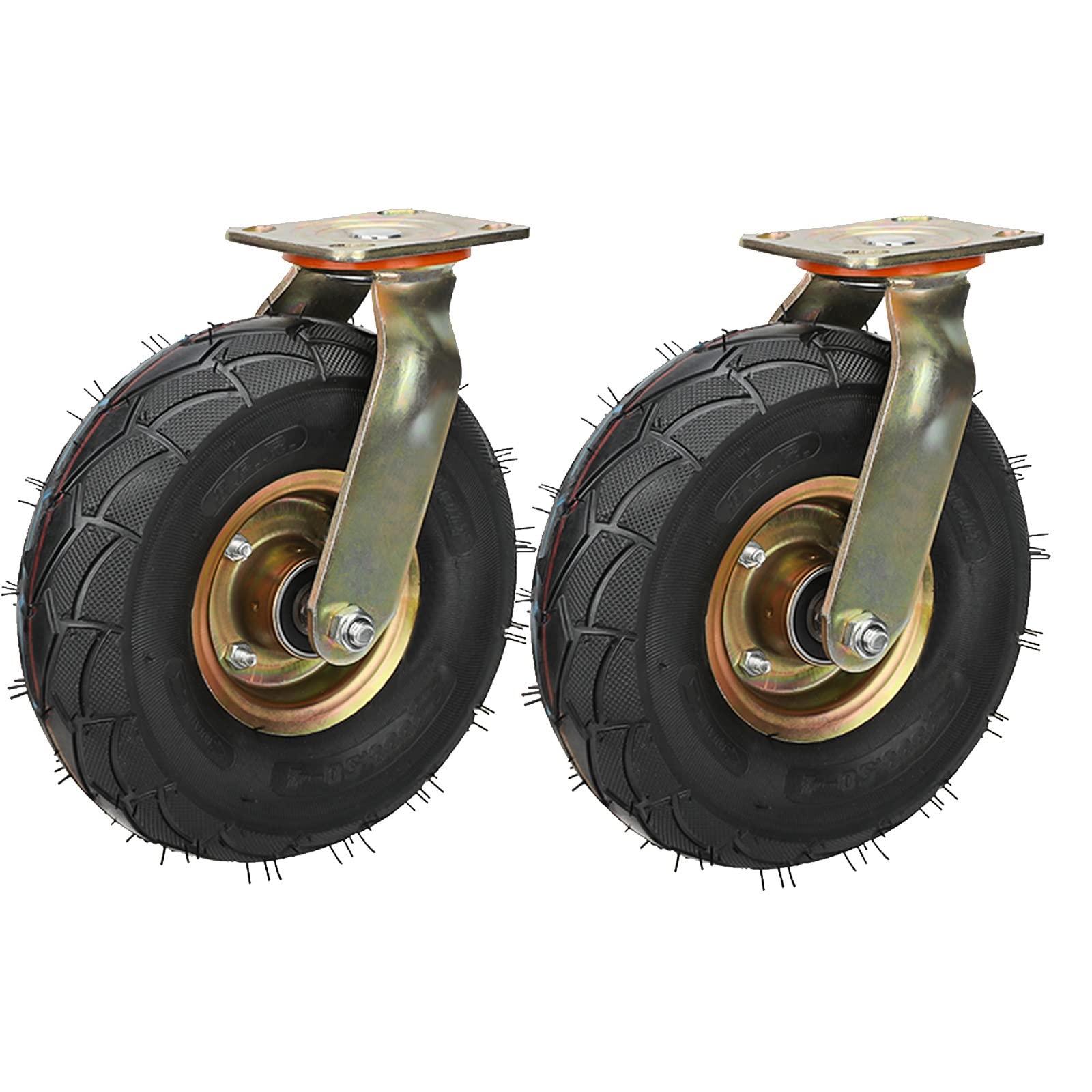 Roulettes pivotantes caoutchouc 8 et 10 pouces pour charge lourde de chariot et diable