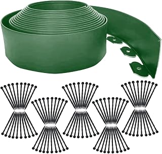 Landscape Edging 66FT,Garden Edging Borders [Extra Tall 4IN High] with 100 pcs Plastic Stakes, Lawn Edging Flexible DIY Fence for Landscaping,Flower Bed,Grass,Gravel,Tree Surrounding-Green