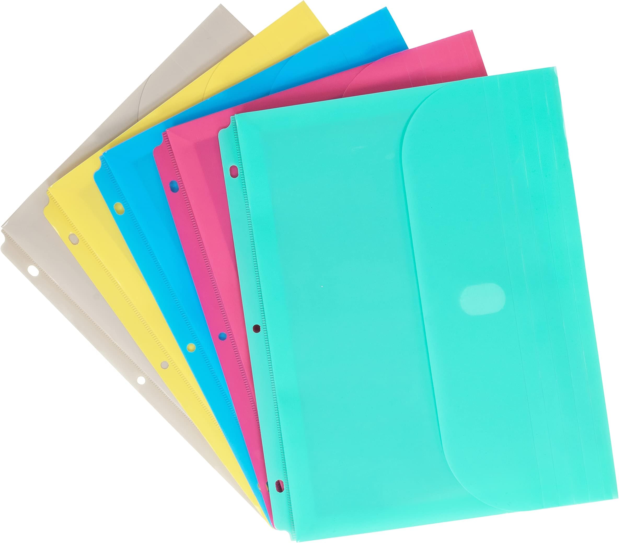 C-Line Super Heavyweight Poly Binder Pocket with Hook & Loop Closure, Side Loading, 1-Inch Gusset, 1 Pocket, Color May Vary (58730), Multicolored, Letter Size, 1-Count