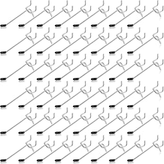 100 Pack Pegboard Hooks Peg Board Tool Utility Hooks with Rubber Tipped 4 Inch Metal Display Hooks Suitable for 1/8 and 1/4 Inch Pegboard Accessories for Garage Office Kitchen Store (4 Inch)