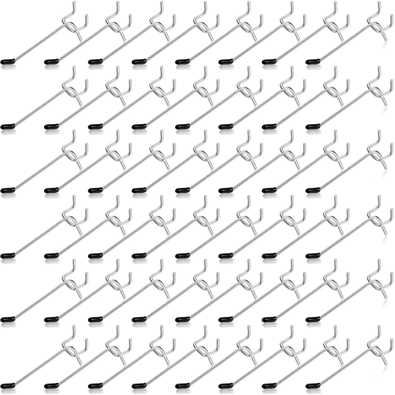 Moxweyeni 100 Pcs Pegboard Hooks Peg Board Organizer Accessories Holders Hanging Stainless Steel Display Wall Hooks for 1/8 and 1/4 Pegboard Wall for Garage Storage Tools(4 Inch)