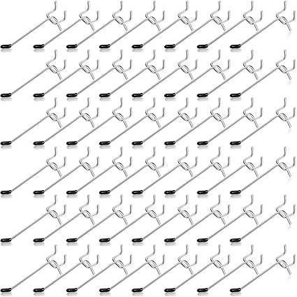 100 Pack Pegboard Hooks Peg Board Tool Utility Hooks with Rubber Tipped 4 Inch Metal Display Hooks Suitable for 1/8 and 1/4 Inch Pegboard Accessories for Garage Office Kitchen Store (4 Inch)