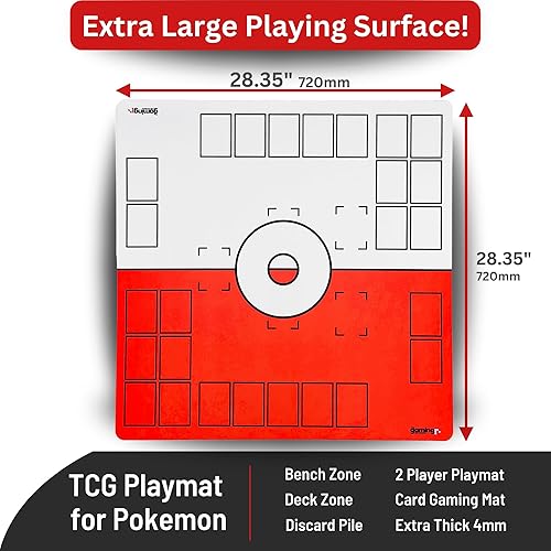 Miniatura 2 de The Gaming Mat Company Tapete de juego para 2 jugadores para juego de cartas coleccionables Pokémon. 28.35 x 28.35 x 0.16 pulgadas, tapete de juego