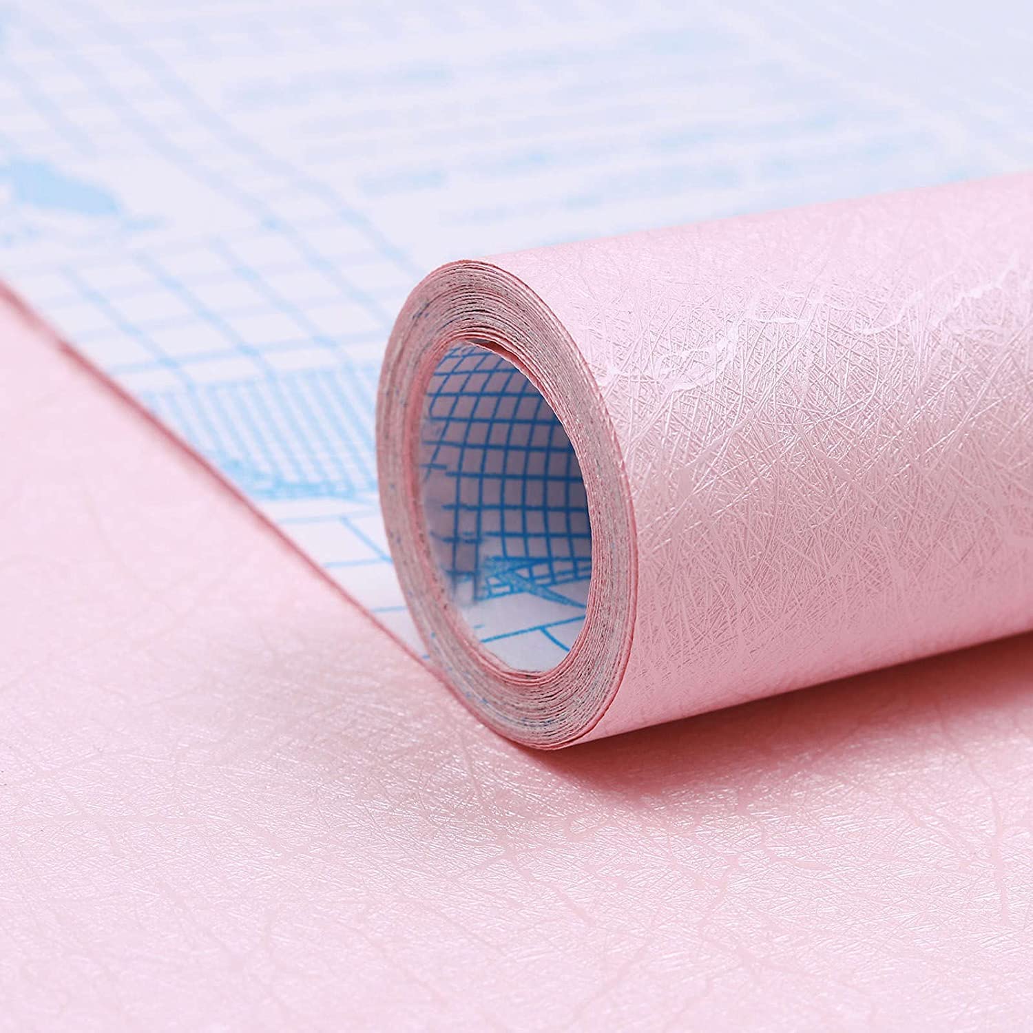 AbyssalyPink Wallpaper Stick and Peel Removable Self Adhesive Pink Wall Paper Embossed Home Decorative Wallpaper for Girls Solid Color Shelf Drawer Liner Paper 15.7 inch X 196.8 inch