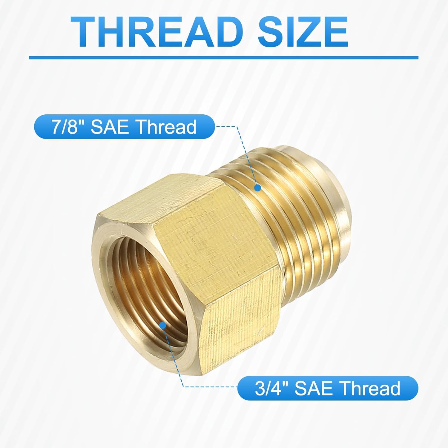 Brass Flare Tube Fitting Coupling Gas Adapter, 5/8" Male Flare x 1/2 Inch Female SAE Thread Pipe Connector Fit for air Conditioning HVAC Automotive Grills (Gold)