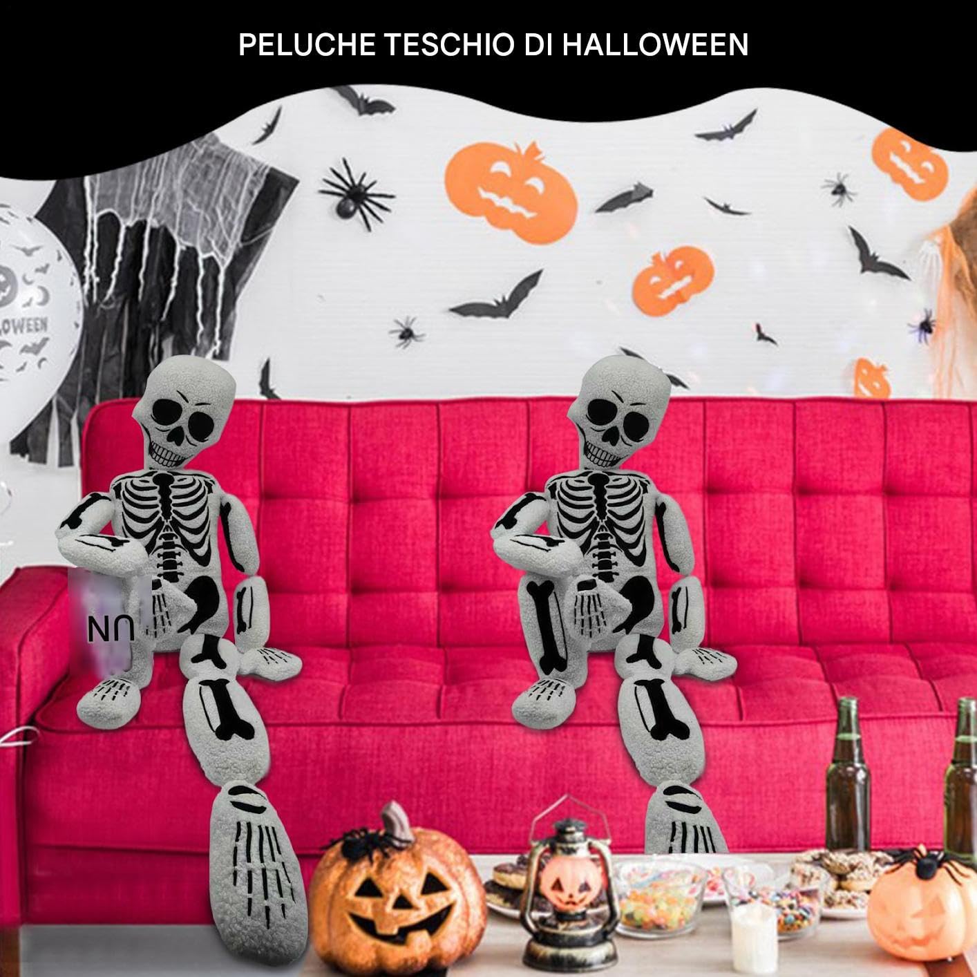 Cuscino decorativo di Halloween Teschio in peluche morbido realistico | Cuscino scheletro umano decorazione Halloween Teschio Gotico Imbottito In Peluche Per Divano, , Camera Da , Soggiorno