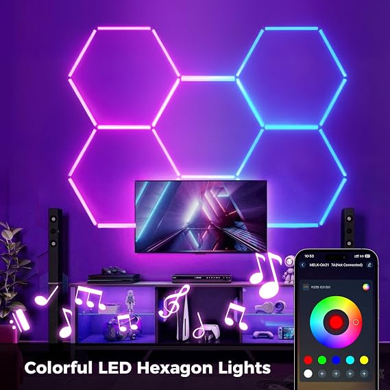 RGB Hexagon LED Light 5 Hex Honeycomb Lights for Gaming Room [Energy Class E]