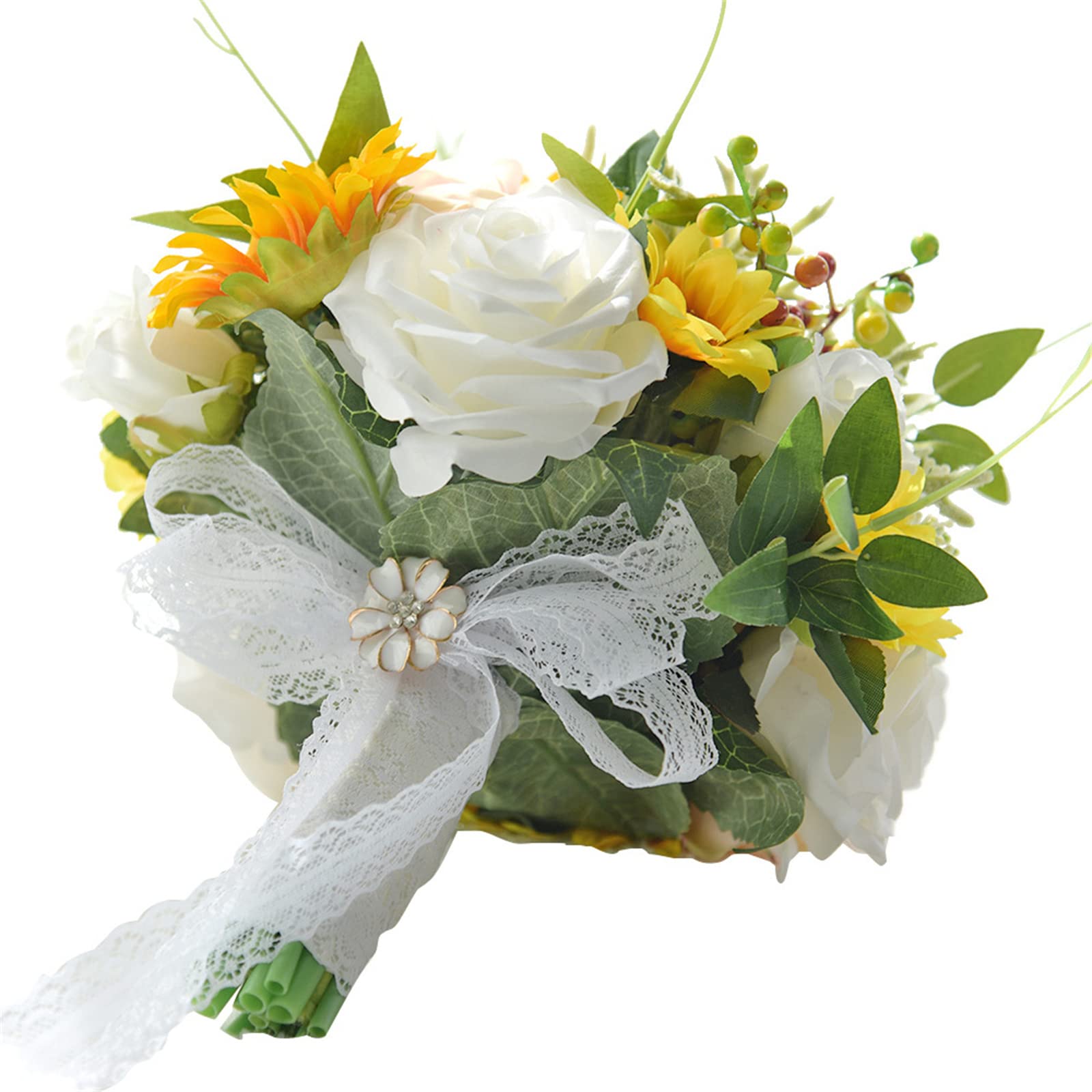 Sposa Che Tiene in Mano Fiori Artificiali Decorazione per la casa Girasole 11 Pollici Bouquet da Sposa Fatto a Mano Bouquet da Lancio per Matrimonio Rustico Interessante