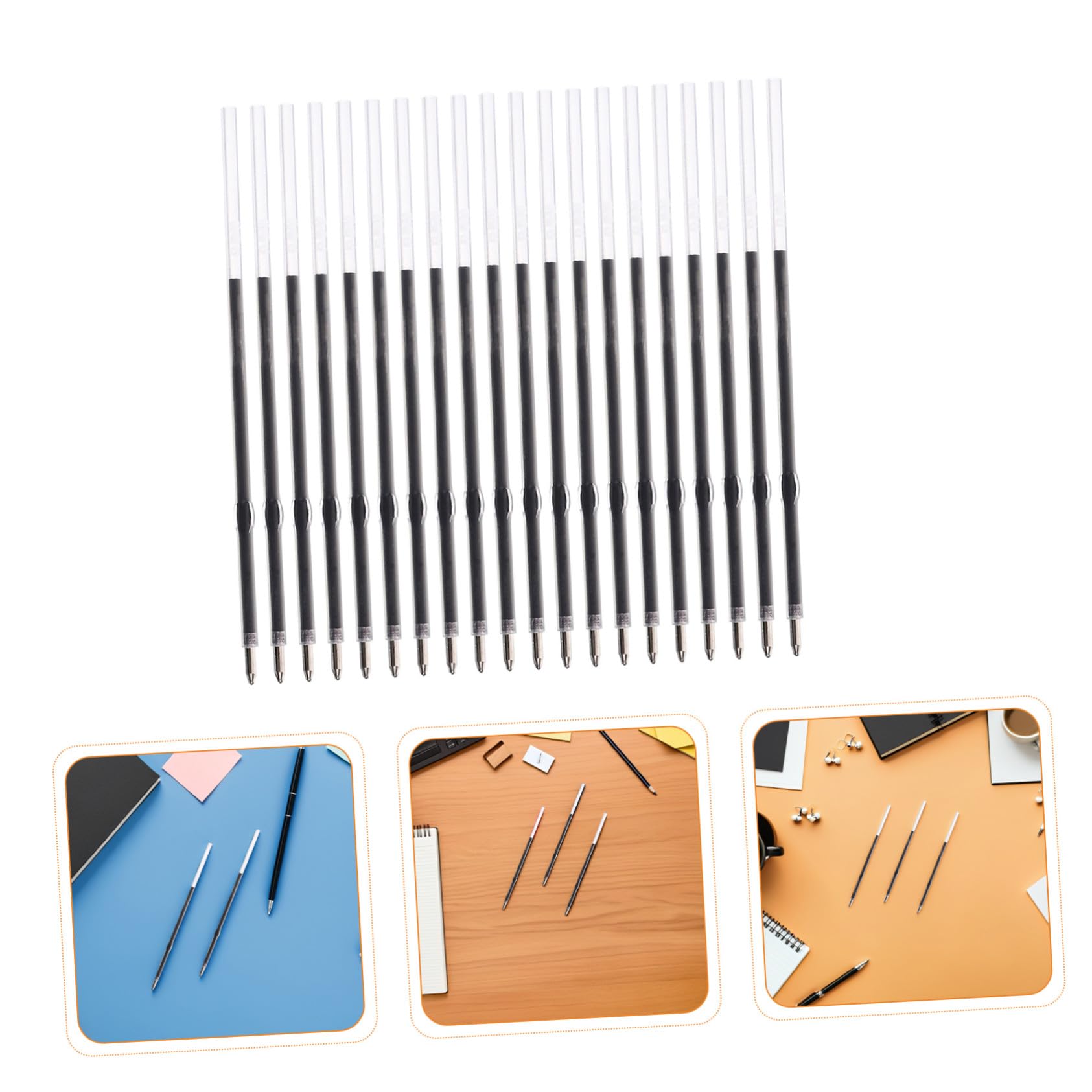600 Pièces Recharges pour Stylo Bille Noir Recharges Remplaçables pour Stylos à Bille Installation Facile Usage Prolongé pour Bureau et École