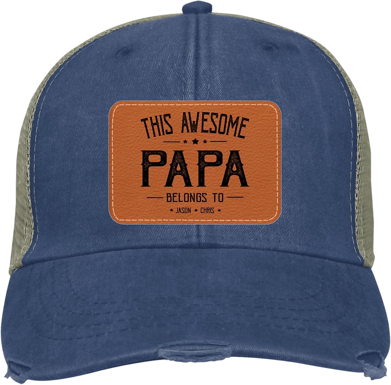 GABITA Personalized Dad Papa Hat, Custom Dad Grandpa Leather Patch Cap, Fathers Day Cap for Men, Daddy Hat Gifts