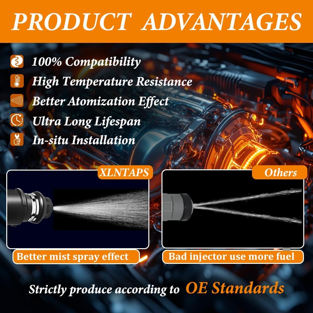 Upgraded 4 Holes 12580426 FLEX Fuel Injectors Fit For Chevy: Tahoe Suburban Avalanche Express Silverado 1500，For GMC: Yukon (& XL) Savana Sierra 1500, 2002-2007,5.3L，OEM # 12580426 (8 Pcs)