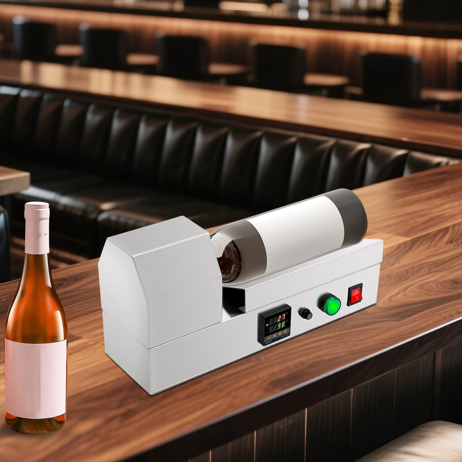 Máquina termoencogible de cápsulas de PVC con Pantalla Digital termostática para Envolver Tapas de Botellas de Vino, Ajustable de 0-400℃, para diámetro máximo de 70 mm