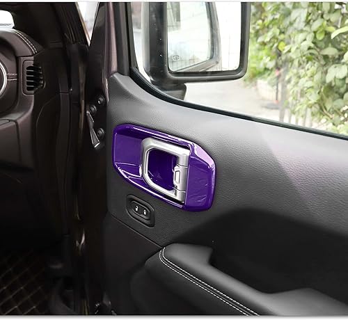 Miniatura 6 de Cubierta interior para manija de puerta compatible con Jeep Wrangler JL 2018-2022 de 4 puertas (morado)