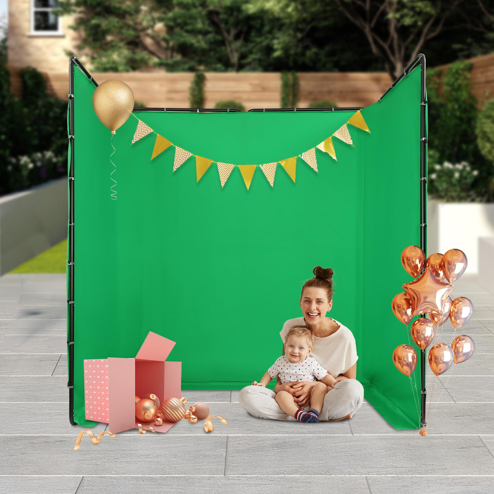 Pantalla verde con soporte, plegable y desmontable, soporte para fotografía verde portátil, para fotografía de estudio y transmisión en directo, vídeo de producto, 4 x 2,4 m