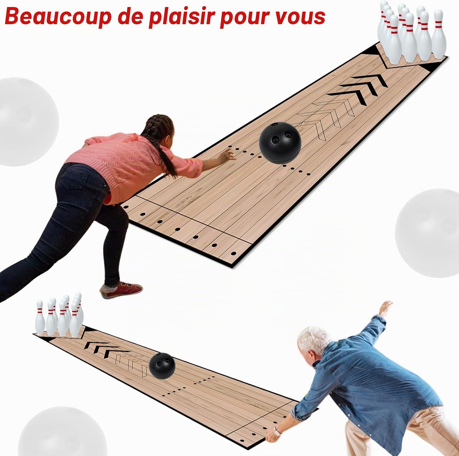 Mini jeu de bowling intérieur extérieur avec piste, quilles et balle, ensemble complet