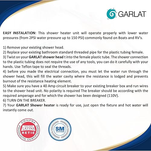 Miniatura 3 de Cabezal de ducha eléctrico latino, calentador de agua Ducha Electrica 110v para Agua Caliente (LT20 110V con cabezal de ducha mini portátil)