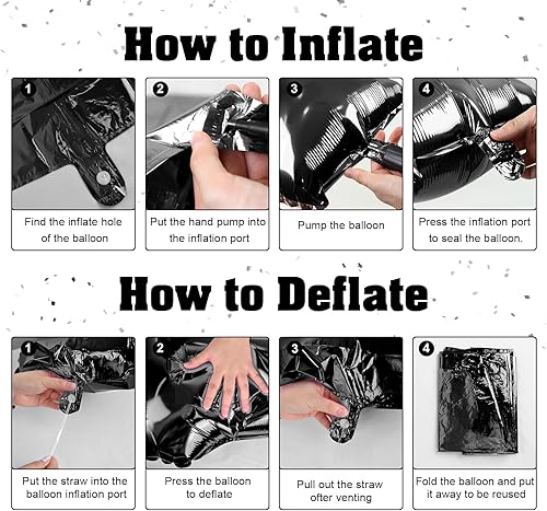 Miniatura 3 de Globos negros de 40 pulgadas con el número 5 para niños, globos gigantes de papel de aluminio con número 5, globos autoinflables de corona del 0 al