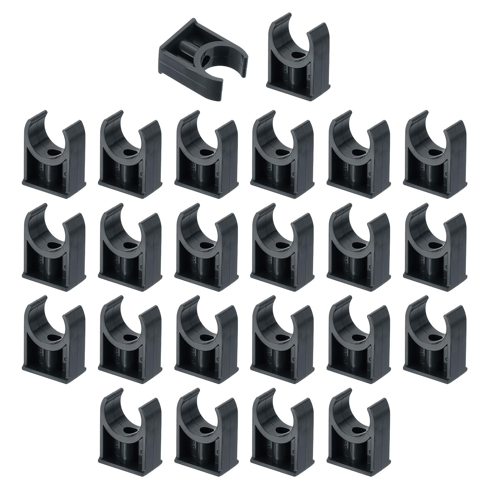TA-VIGOR 25mm PVC Water Pipe Clamps Clips, 24pcs U-Shaped Tubing Hose Buckles for 25mm OD Tubing, TV Trays Hose Hanger Support Pex Tubing Hose Clamps Universal Single Pipe Clip