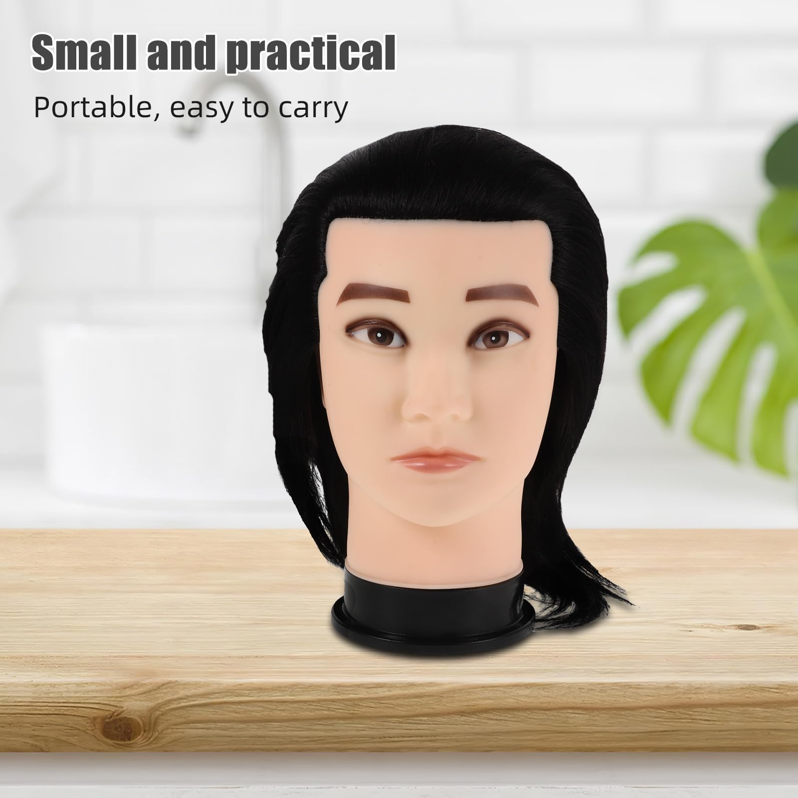 Happyyami Tête de mannequin homme avec cheveux - Tête de mannequin pour coupe de cheveux, matériel de coiffure pour la cosmétologie, raides et épais, entraînement barbier, coiffure