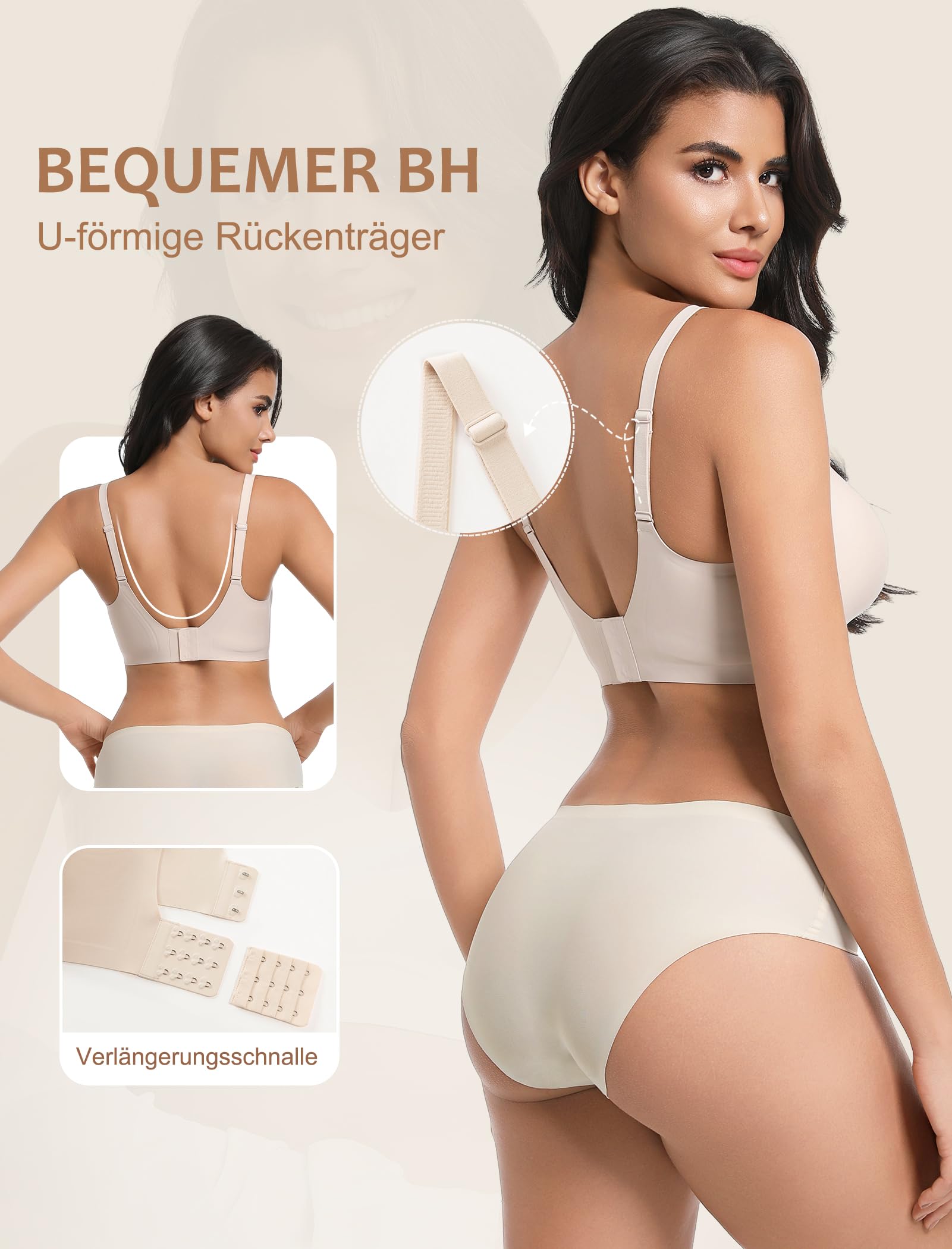 BH Damen Ohne Bügel Push up BH Große Brüste Starker Halt Komfort Bügelloser Seamless Nahtloser BHS Soft Jelly Bra Bequemer Bustier Gepolstert Bralette