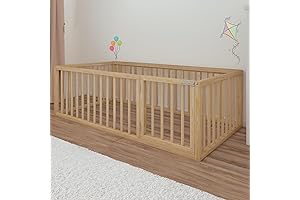 Montessori Floor Bed with Side Door for Toddlers | Modern Twin-Sized Pine...