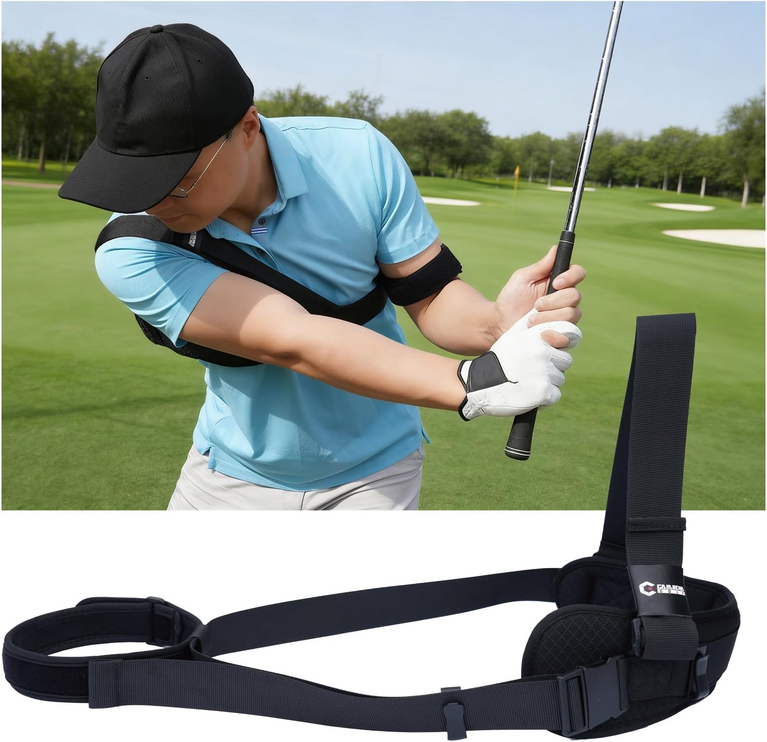 GAIARENA Golf Trail Arm Swing Aid Slider Golf Training Aid, Trainer Equipment to Eliminate Slices & Chicken Wing Swing, Gifts for Men Women Beginner Golfers【Left Handed Golfers】