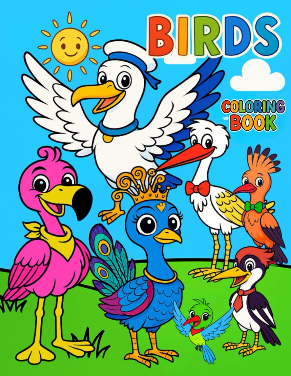 Birds Coloring Book: A beautiful coloring book with cute birds for kids