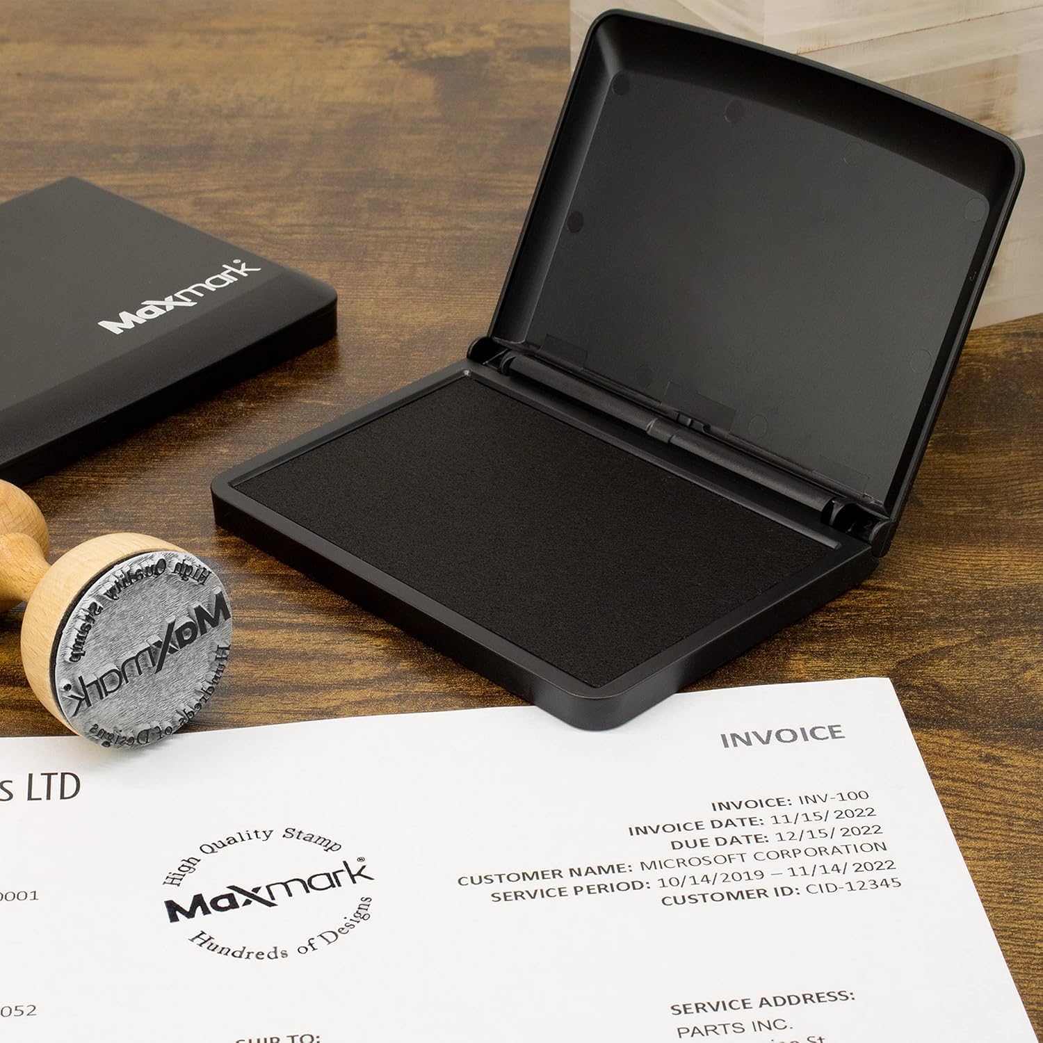 MaxMark Large Black Stamp Pad - 2-3/4" by 4-1/4" - Premium Quality Felt Pad - Pack of 2 image 2