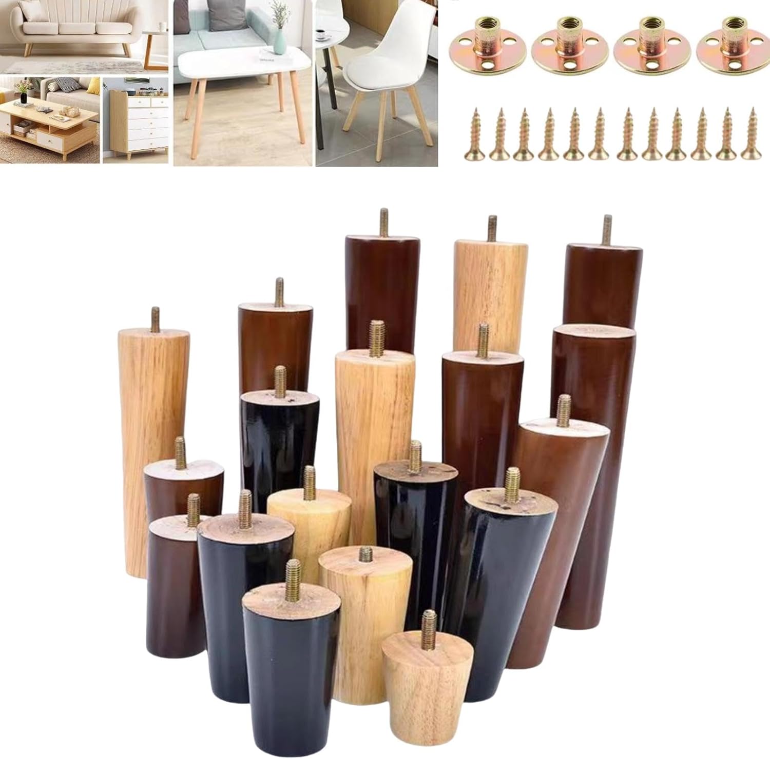 4本セット木製 テーブル 家具脚 ソファー足 無垢材 家具 サポート脚 キャスター/固定脚家具脚ソファ脚家具部品脚テーブル脚テーパー