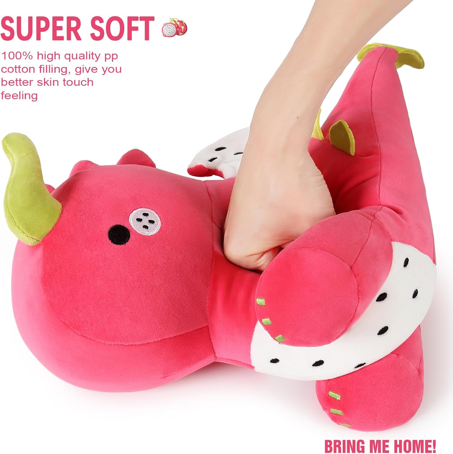 Ditucu Cute Dragon Fruit Dinosaur Stuffed Animals Plush Toys Dolls Soft Dino Pitay Plushie Birthday Gifts for Kids Girls Boys Red 16 inch - Image 7