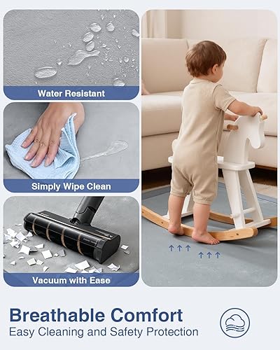 Miniatura 5 de Tapete de juego para bebé para suelo, tapete de 1.3 pulgadas de grosor, 59 x 71 pulgadas, tapete de espuma extra grande para tiempo boca abajo,