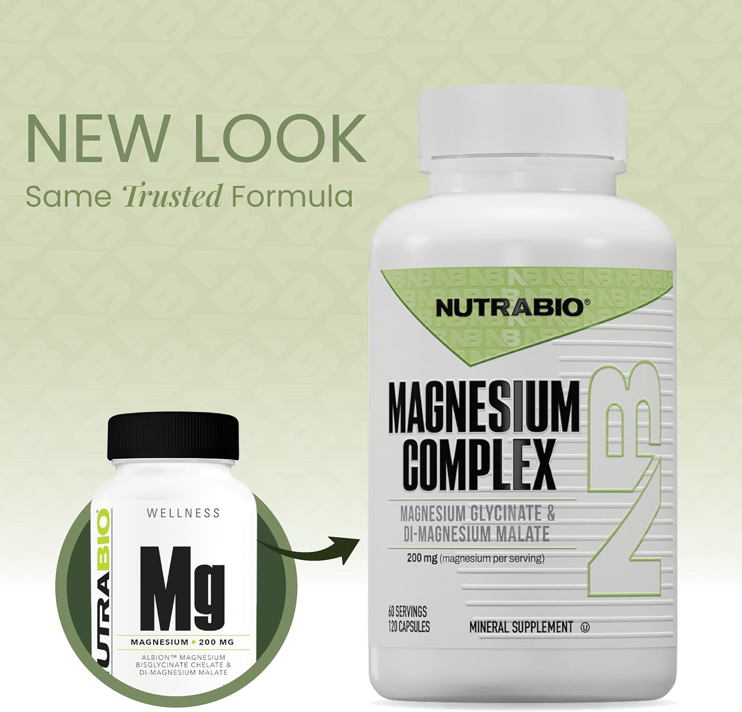 NutraBio Magnesium Complex Supplement, Magnesium Glycinate for Sleep, Biglycinate, D-Magnesium Malate, Muscle & Nerve Support, for Men and Women, 120 Vegetable Capsules