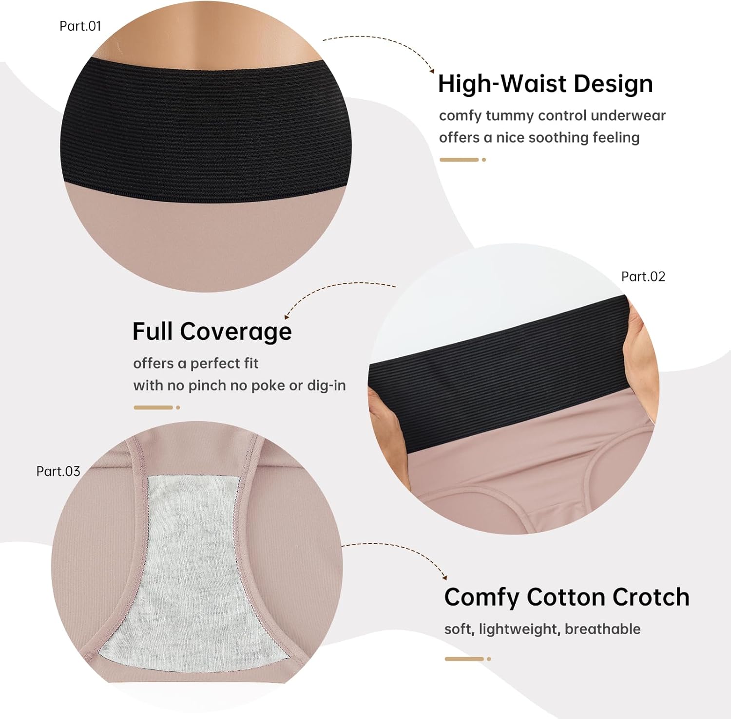 Women's Tummy Control Underwear High-Waist underpants Full Coverage Brief Stretch Ladies Panties Multipack - Image 4