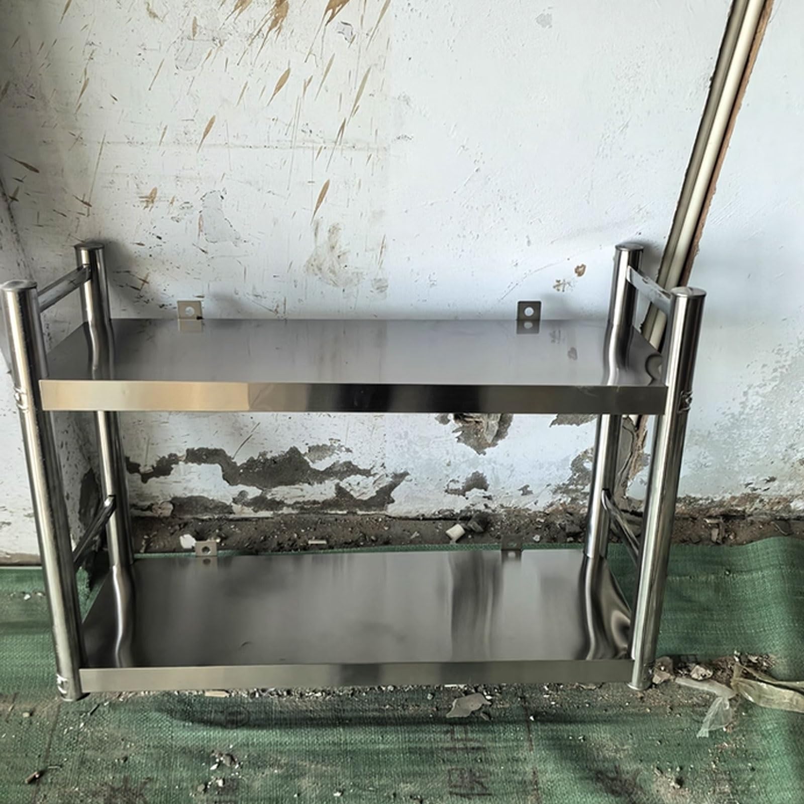 Edelstahl-Wandschrank mit verstellbaren Regalen, 55 kg Tragkraft, Aufbewahrungslösung für Waschküche, Garage und Heimorganisation (80 x 35 x 67 cm)
