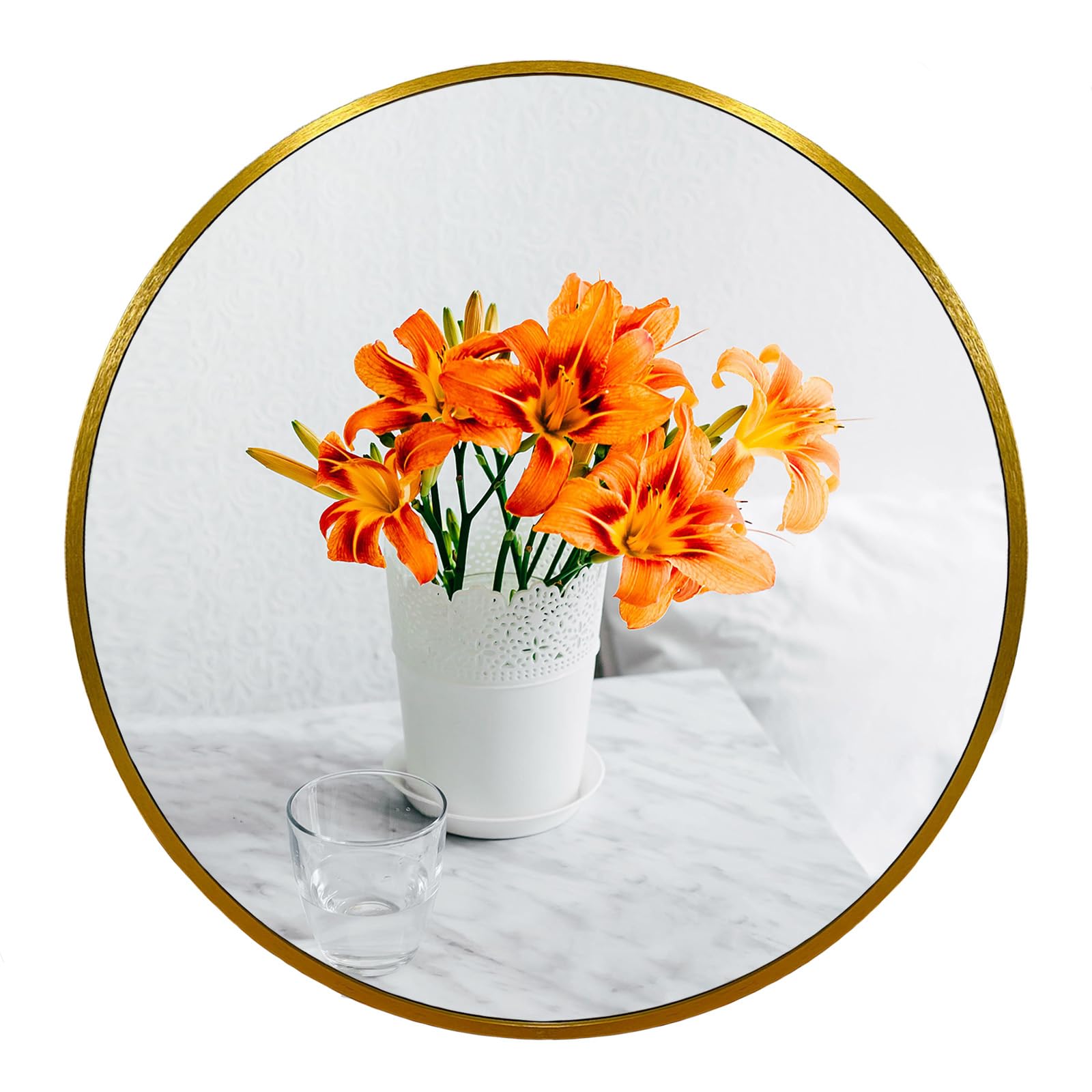 Oruii Small Round Mirror, 18 inch Gold Circle Mirror, Gold Metal Frame
