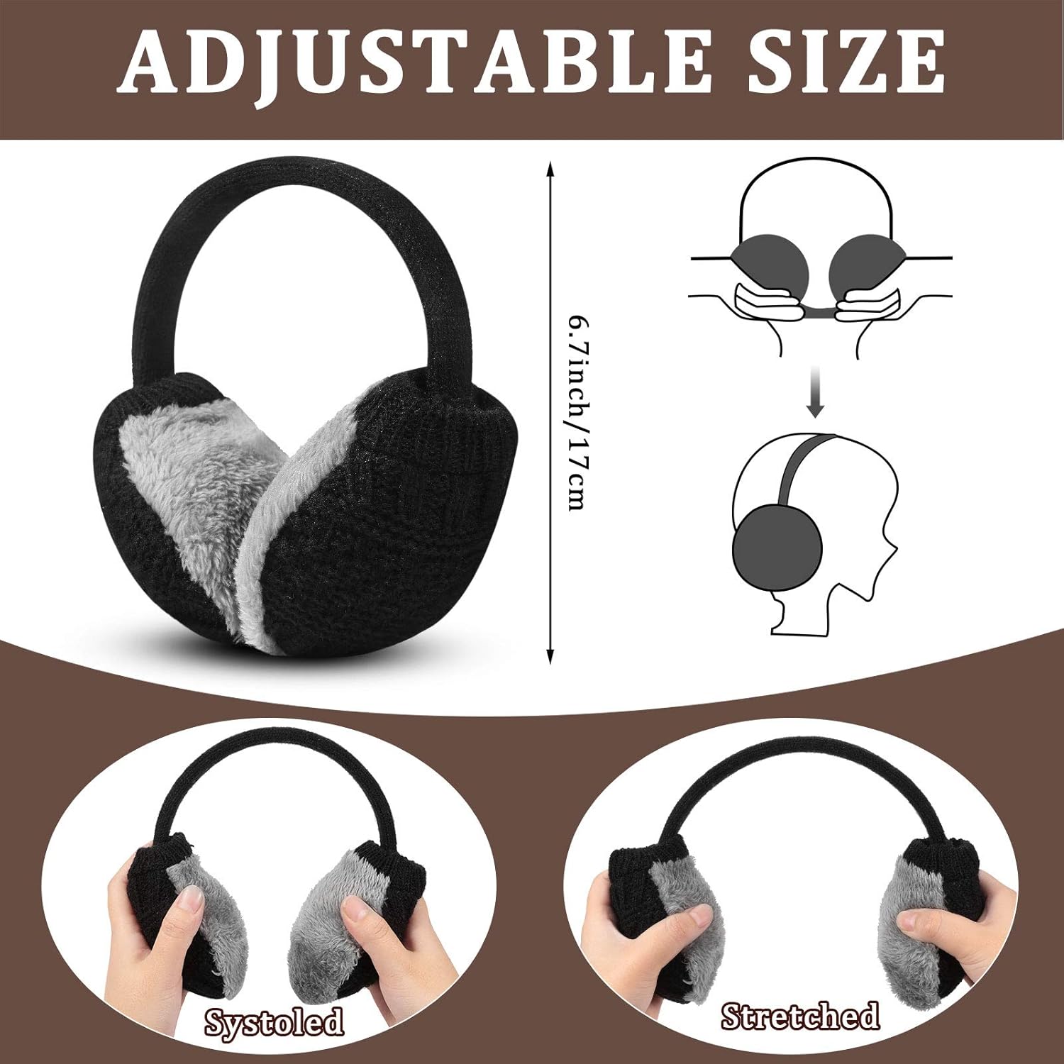 2 Pieces Winter Knit Earmuffs Detachable Warm Knitted Ear Warmers Unisex Furry Ear Muffs Winter Outdoor Ear Covers for Women Men at  Women’s Clothing store