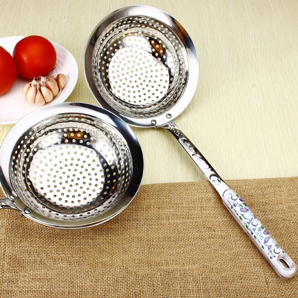 Colador De Malla Fina De Acero Inoxidable, Espumadera De Cocina con Mango De Flor, Colador para Pasta, Olla Caliente, Herramienta De Cocina, Embudo,A