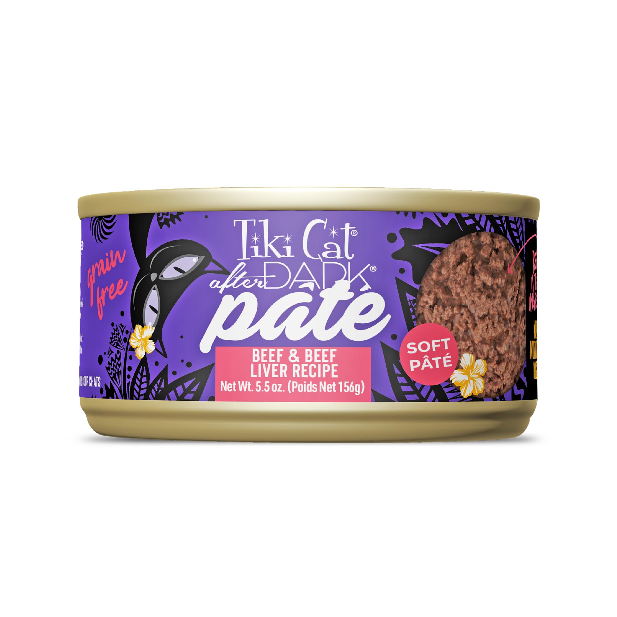 Tiki Cat After Dark Soft Paté Wet Cat Food, Beef & Beef Liver Recipe, 5.5 oz. Can (8 Count)