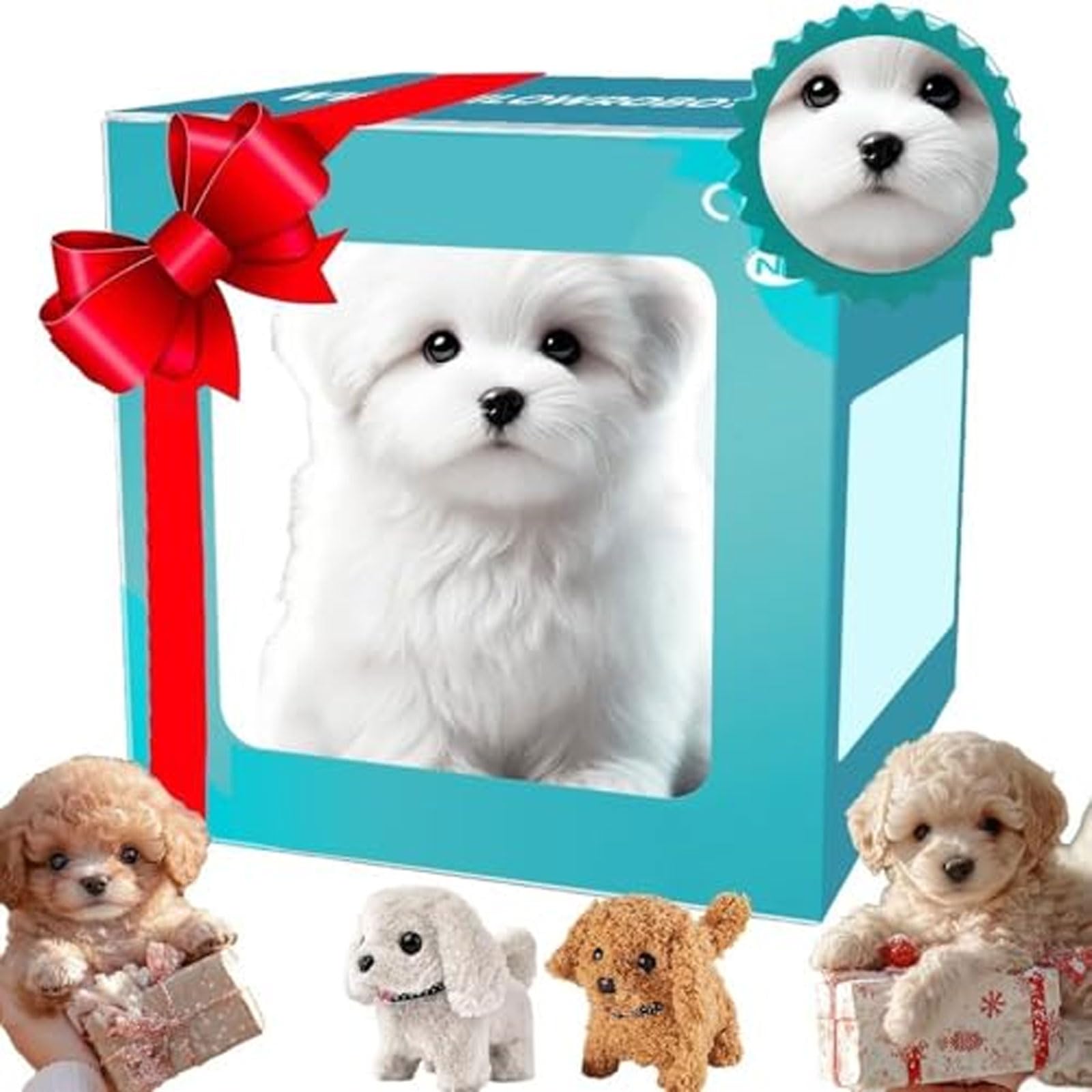 2026 New Realistic Robot Puppy, Interactive Robotic Dog Realistic Pet, Smart Robot Dog That Acts Like a Real Puppy-Lifelike Sounds, Walking, Barking white