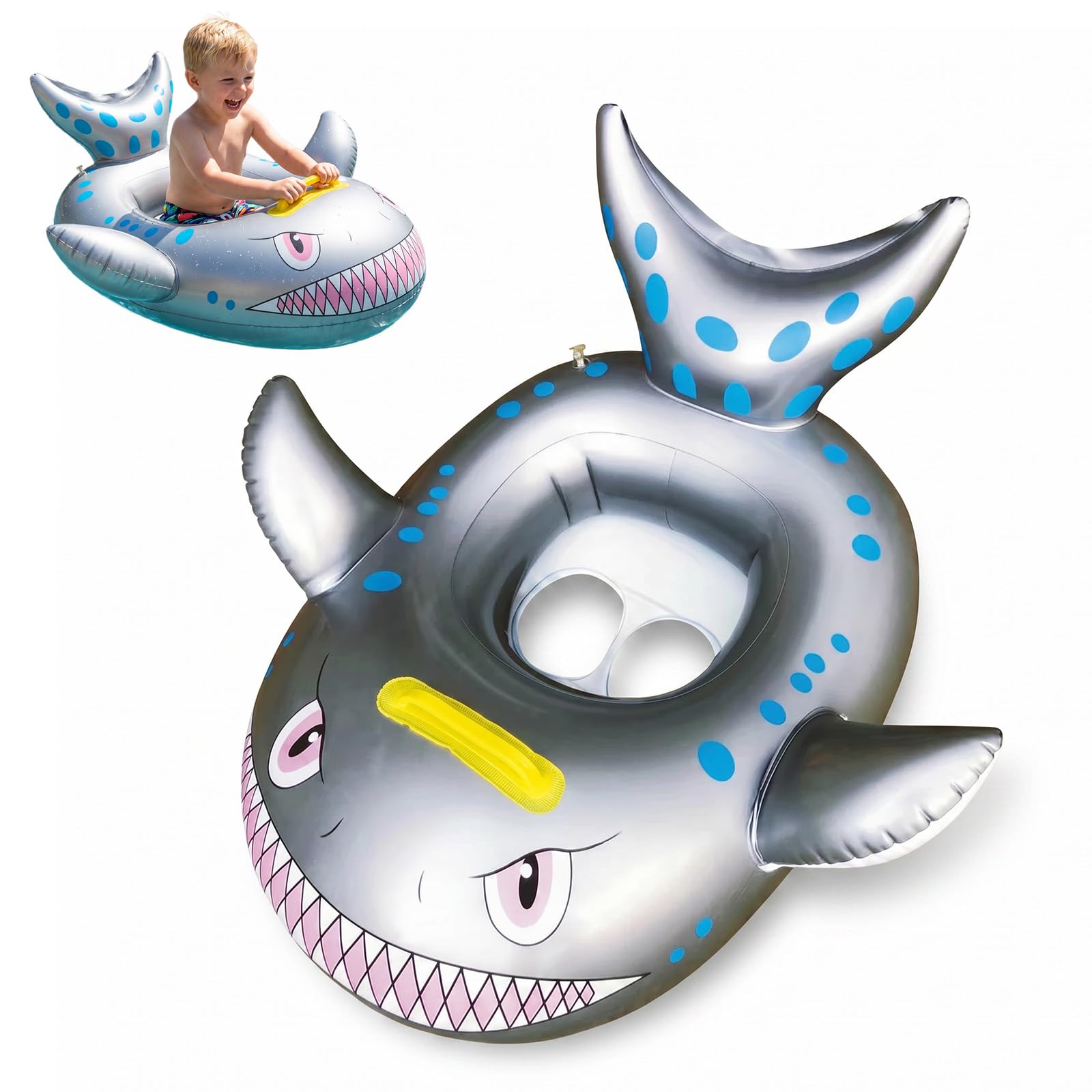NIFTYY Shark Shaped Baby Swimming Float, Inflatable Toddler Pool Ring with Seat for Newborn 6-36 Months, Baby Swimming Ring for Kids Pool, Bath & Beach (shark)