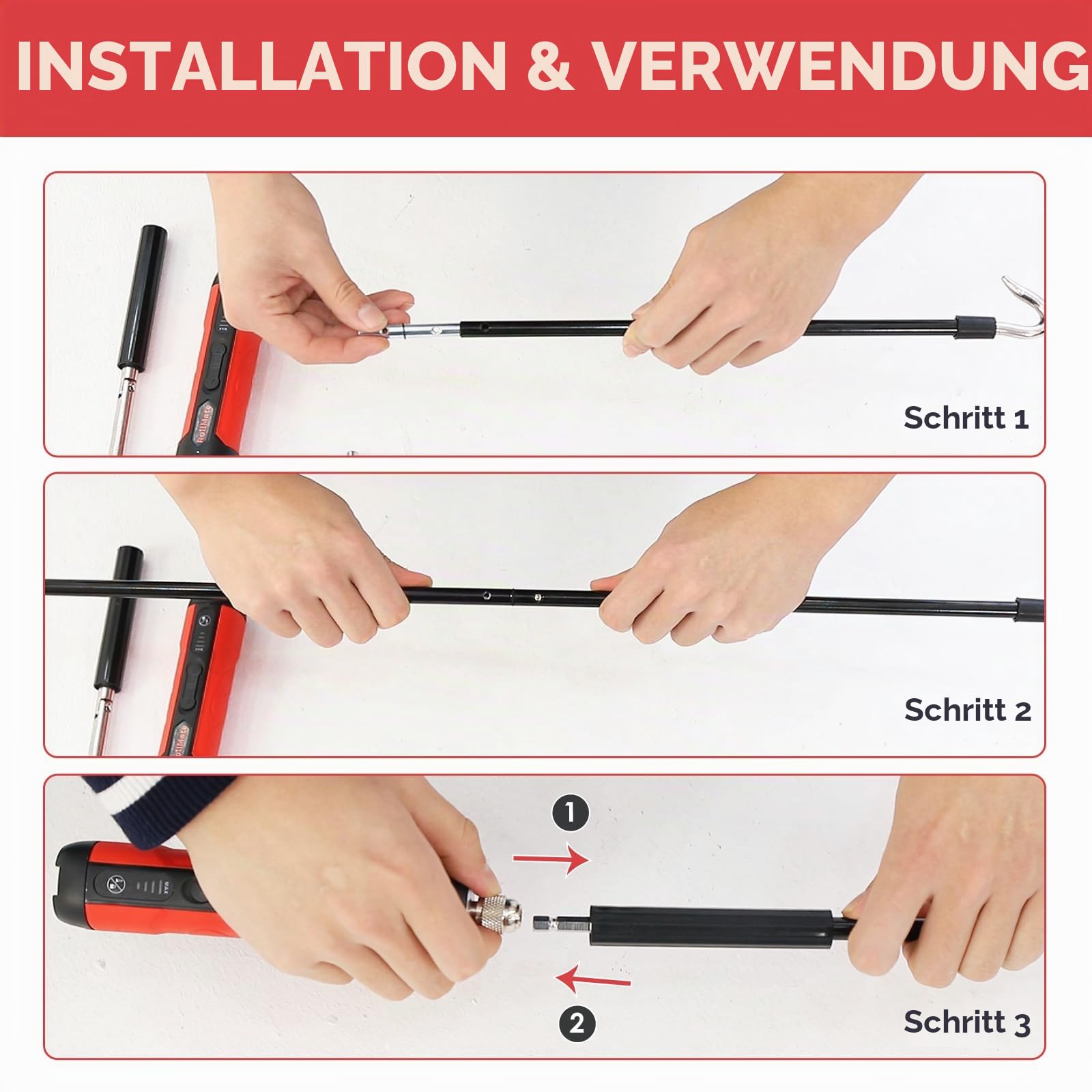 Elektrische Markisenkurbel, kabellos, einziehbar, motorisiertes Rollwerkzeug mit 4-Gang-Steuerung, kompatibel mit Terrassen- und Pergola-Jalousien, Typ-C-Schnellladung